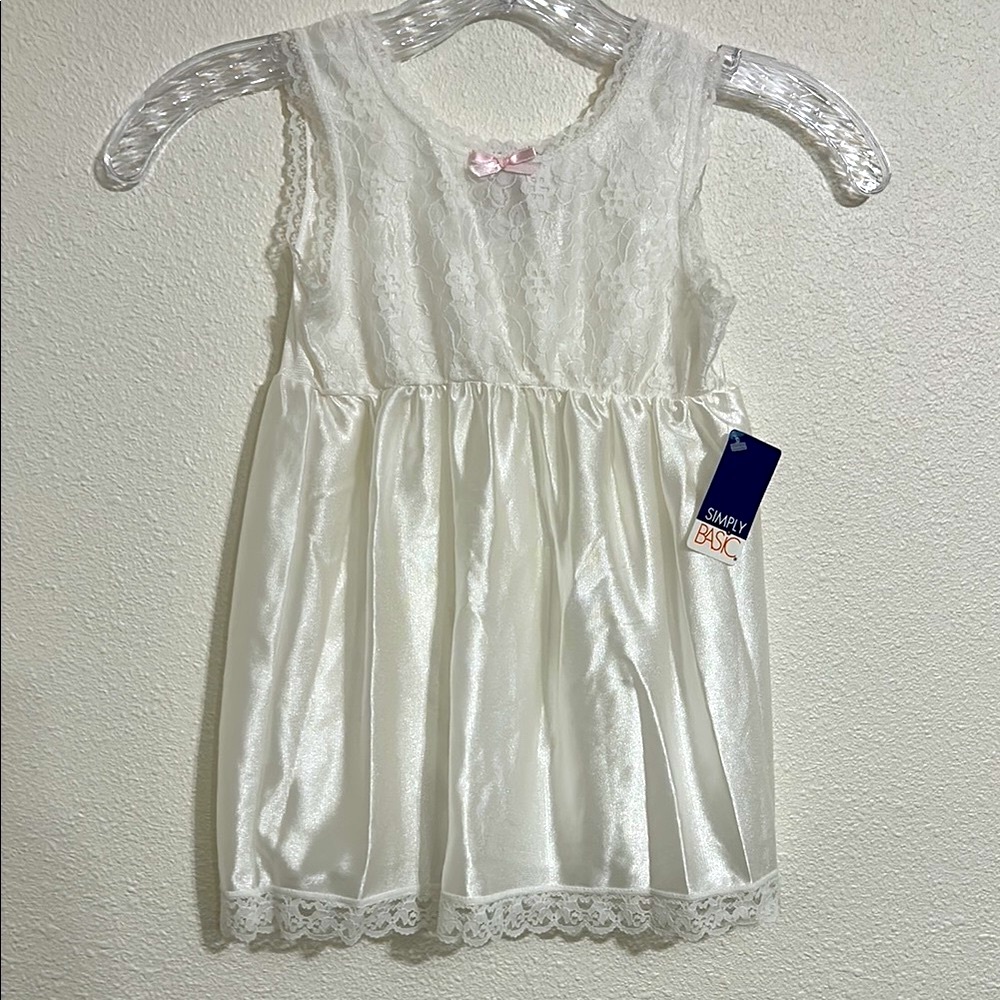 Girls White Full Slip with Lace